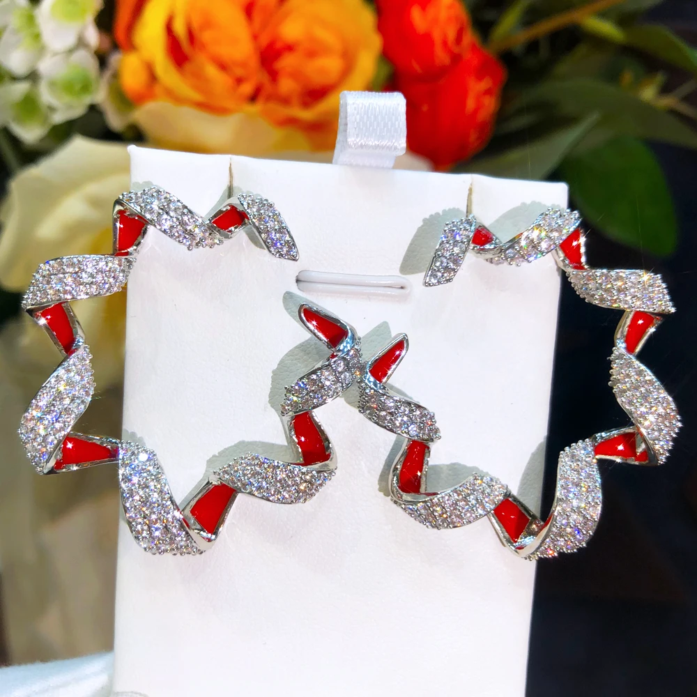 

Missvikki Original Curved Wave Earrings for Women Wedding Holiday Party Occasion Shiny Luxury Jewelry High Quality New Hot
