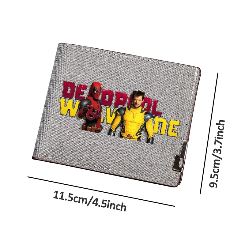 Deadpool & Wolverine Wallet for men  ID Card Holder Wallets Travel Foldable Storage Credit Coin Purse printing money clip