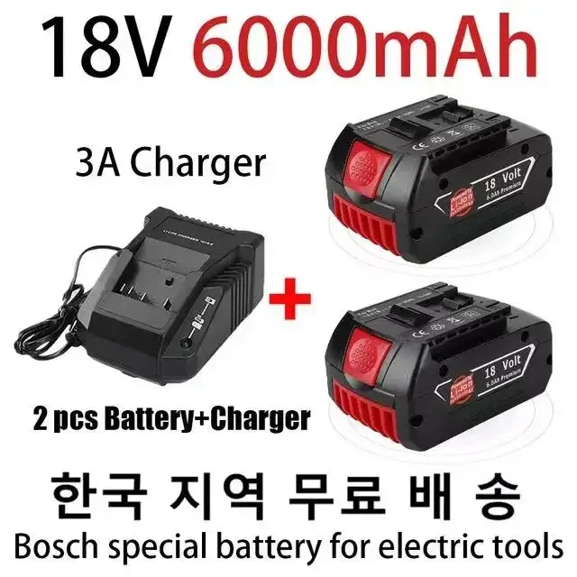 18V 6000mAh Replacement BAT609 Battery for Bosch Compatible BAT618 BAT619G BAT620 SKC181-02 Cordless Power Tool Battery+charger