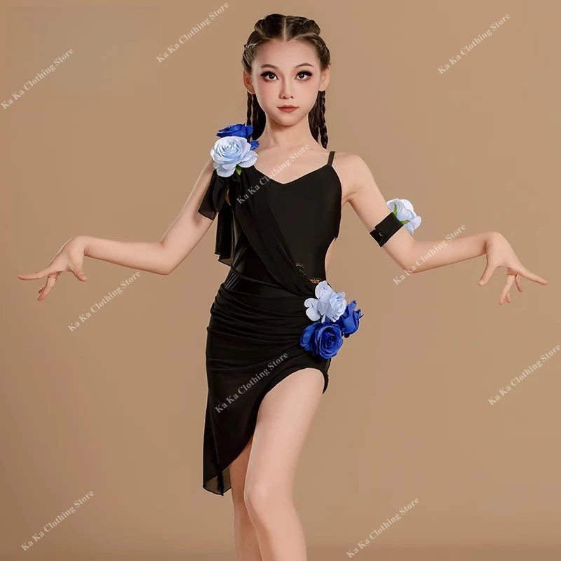 

Dance Skirt Kids Competition Salsa Latin Dance Dress Tango Dance Costume Girls Ballroom Dress Standard Girl Latin Practice Dress