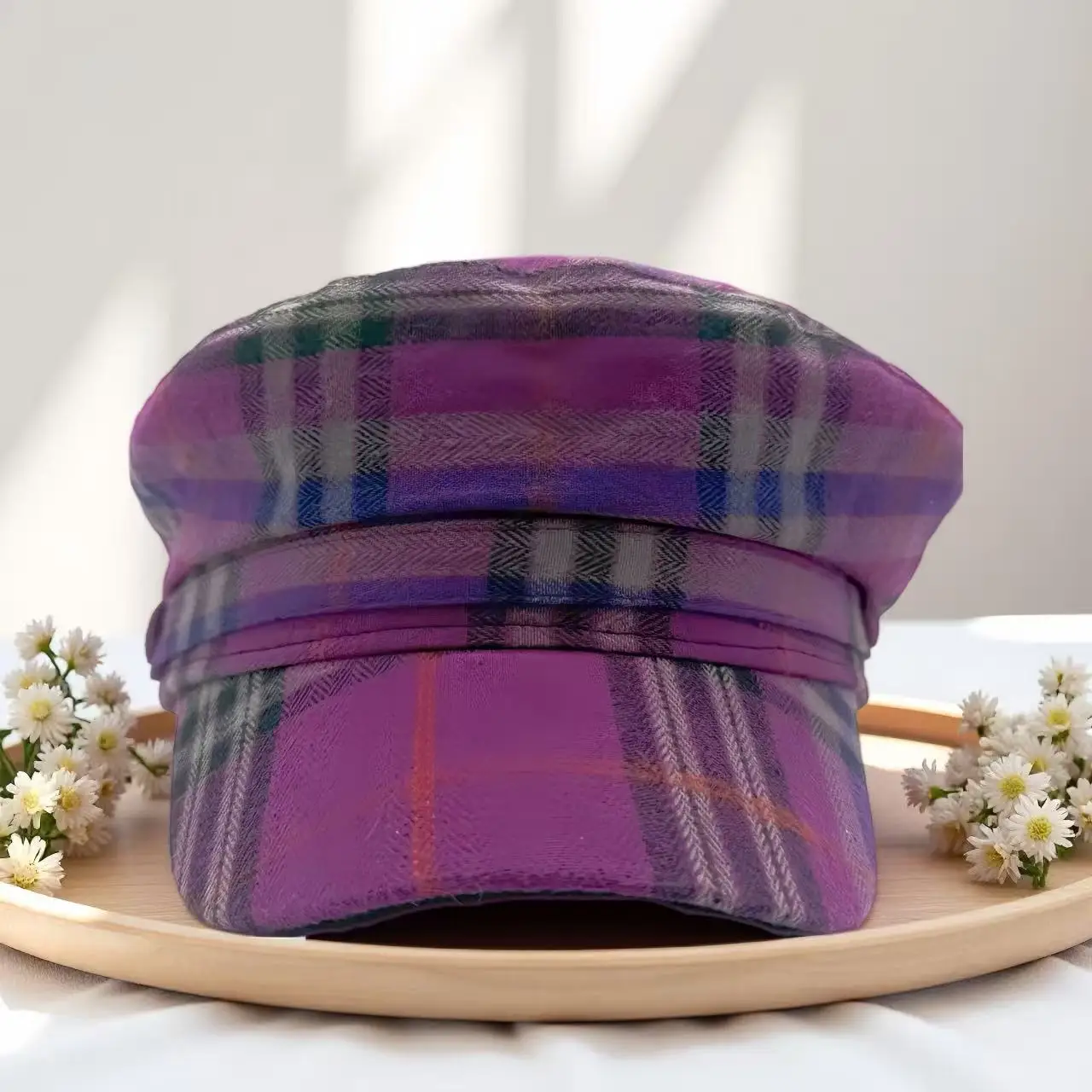 HongLuan New Sweet Violet Polyester-Cotton Captain Hat for Music Festival Woman, Military Accessories & Military Cap Man