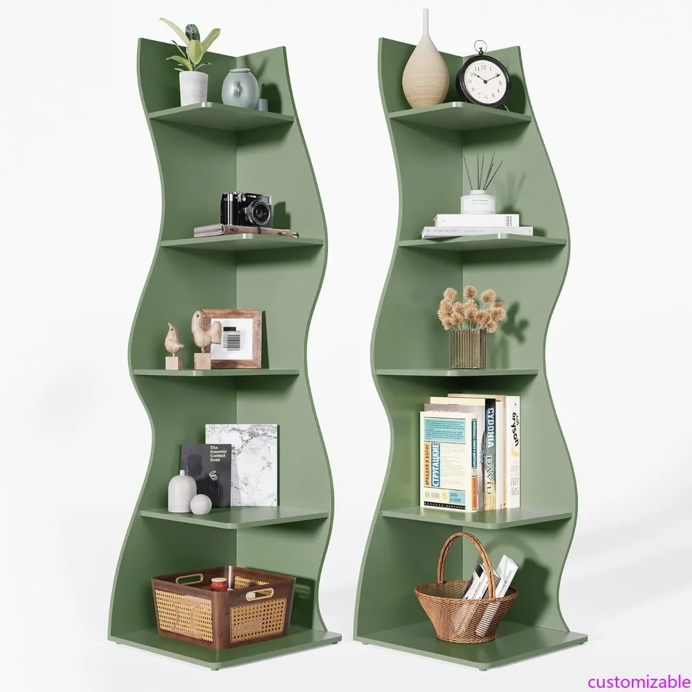 

Современная 5-уровневая угловая настенная полка — компактный книжный шкаф для хранения вещей для гостиной и небольших помещений