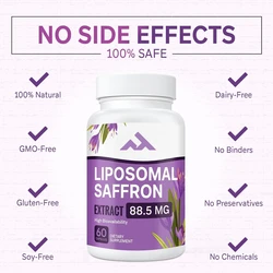 Liposomal Saffron Supplement, 100% Pure Saffron Extract Capsules, for Energy, Vision, and Focus -60 Vegetarian Capsules