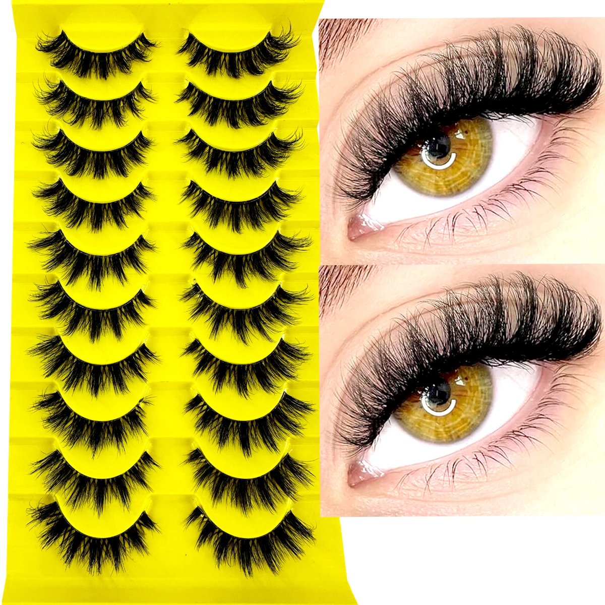 10 Pairs False Eyelashes 6D Super Fluffy Wispy Faux Mink Eyelashes Cat Eye Effect Dramatic Lashes Eyelash Extension Makeup