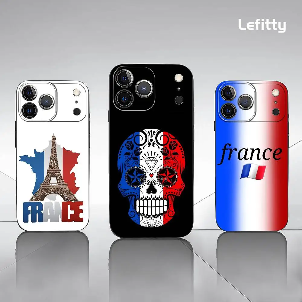 

Fashion France Flag Phone Case For iPhone 17 16 15 14 13 Pro Max Plus Mini Black Frosted Soft Shell Funda