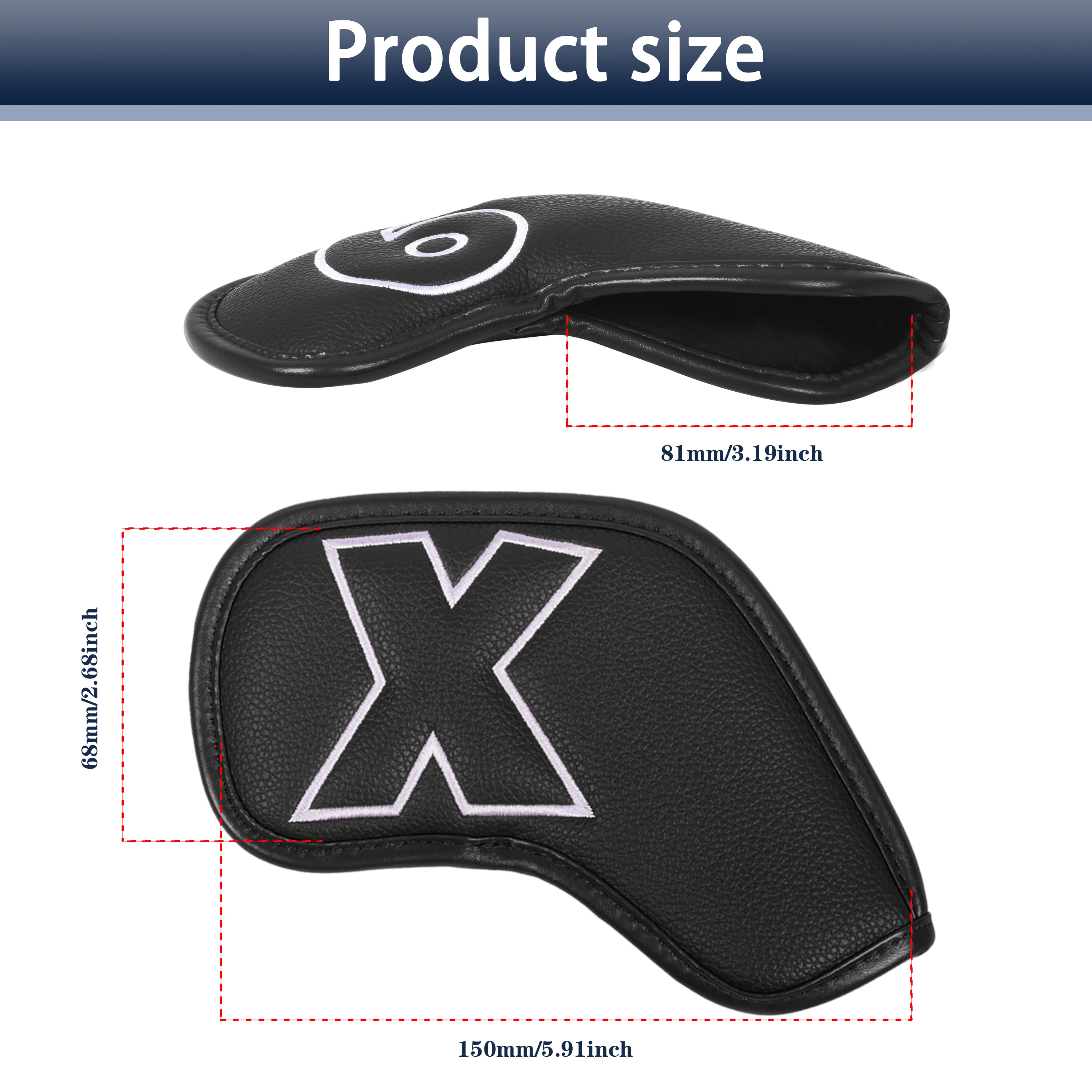 Magnetic Closure Golf Iron Head Covers Set, Premium PU Leather Waterproof Club Protectors with Large Numbers image 6