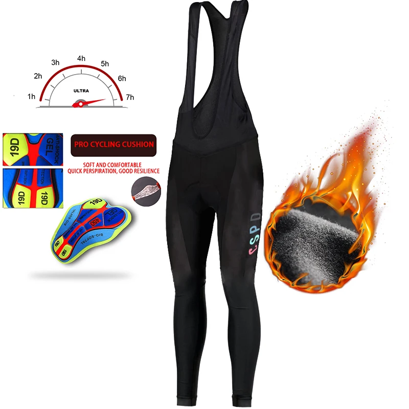 

CSPD Cycling Bib Tights Men Winter&Autumn Road Bike Cycling Bib Long Pants Fleece 7 Hours Interface Padding Bicycle Clothing