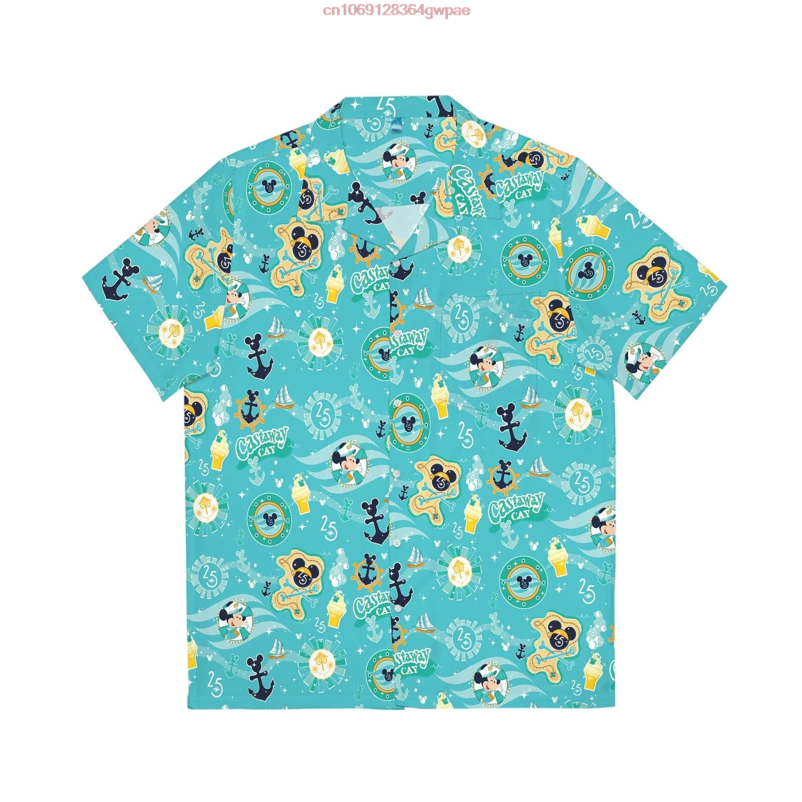 DCL Mickey Mouse Men's Hawaiian Shirt Disney Cruise Line 25th Anniversary Hawaiian Shirt Men's Vintage Button Down Shirt Summer