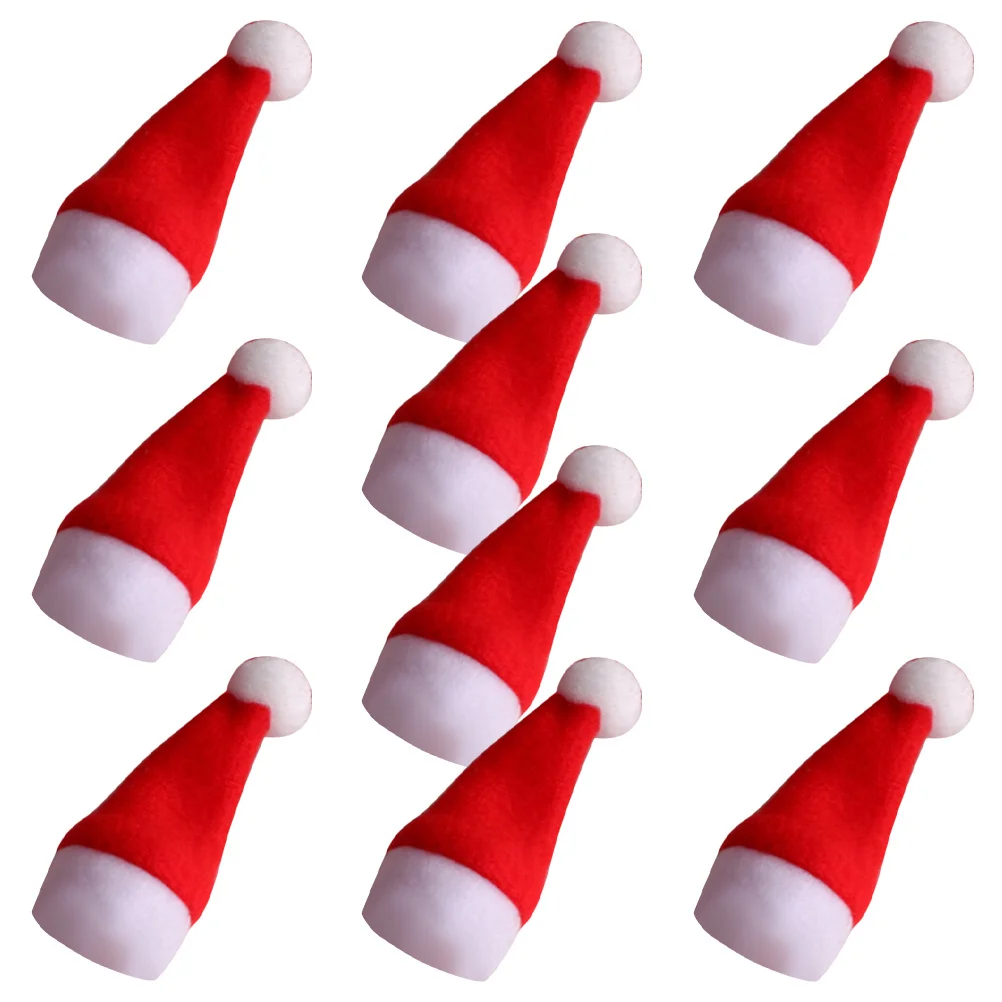10 قطعة قبعة عيد الميلاد مصاصة القبعات DIY بها بنفسك غير المنسوجة النسيج عطلة ديكور الحفلات قبعة الحلوى الصغيرة قابلة لإعادة الاستخدام اكسسوارات احتفالية
