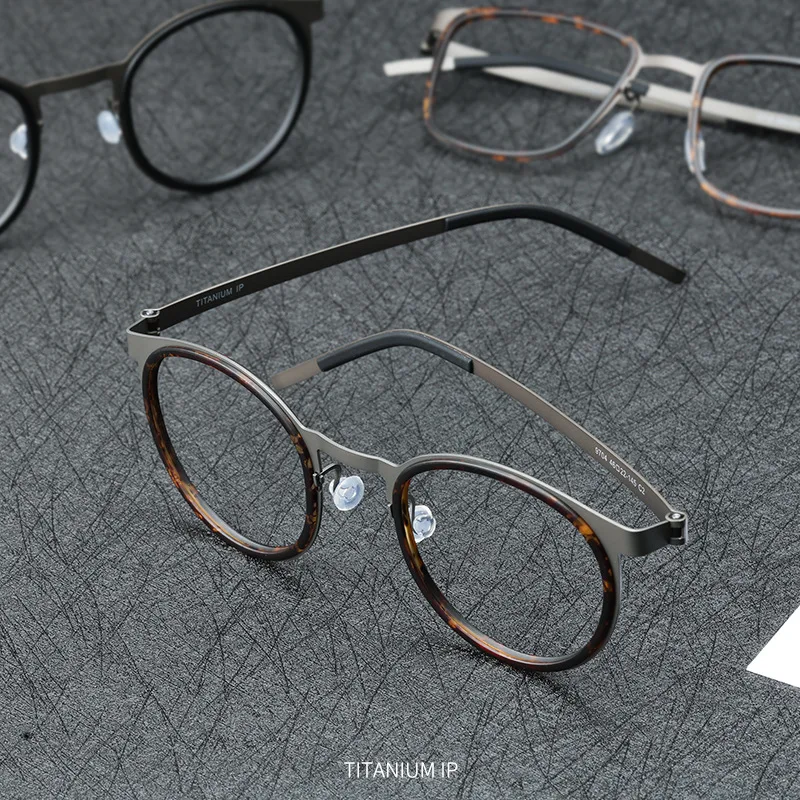

Designer Brand Pure Titanium Eyeglasses Frame for Men Women Retro Full Frame Business Prescription Degree Myopia Glasses Frame