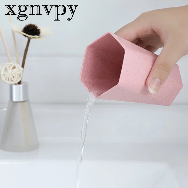 xgnvpy Wheat Straw Brushing Cup Diamond Shaped Mouthwash Holder Toothbrush Storage Set Couple's Edition Household  Organizer