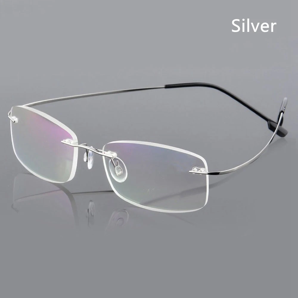 Elder Ultralight Rectangular Unisex Eyeglass Reading Glasses Memory Titanium Rimless
