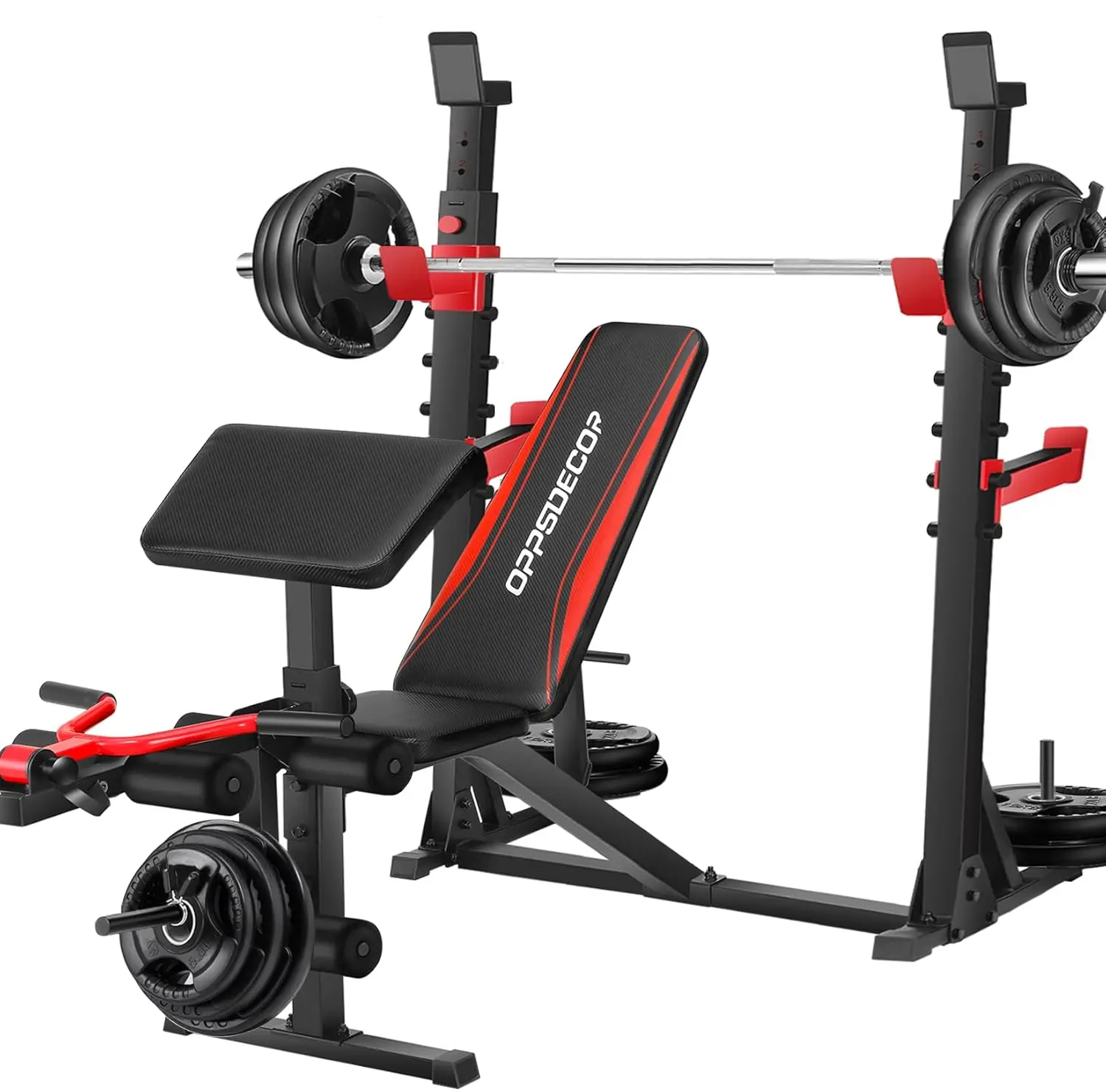 

900LBS Weight Bench Set with Squat Rack Preacher Curl Weight Bench with Leg Extension Bench Press Set Workout Bench, Customized