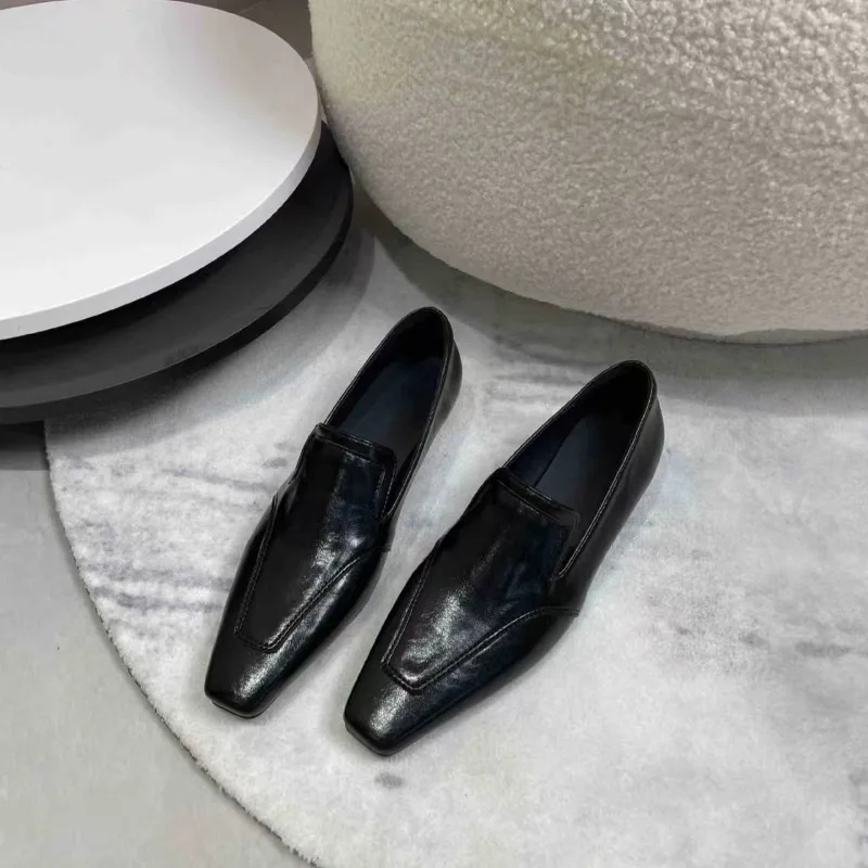 

2026 New Mary Jane Shoes Women's Small Square Toe Low Heel Casual Leather Shoes Soft Leather Comfortable Black Single Shoes