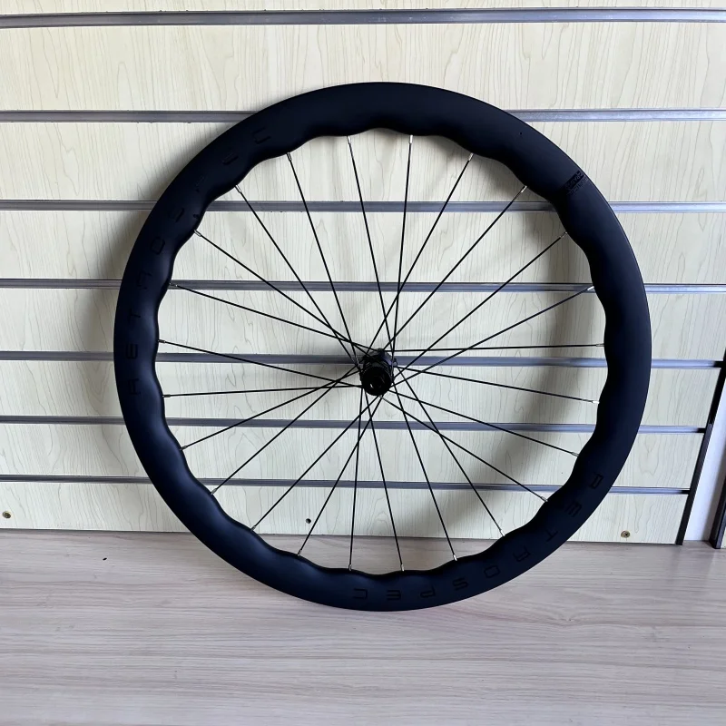

700C Full Carbon Road Bike Wavy Wheelset Fiber Disc Brake RS Four Bearing Thru Axle Ratchet Wheel Front 2*100mm Rear 12*142mm