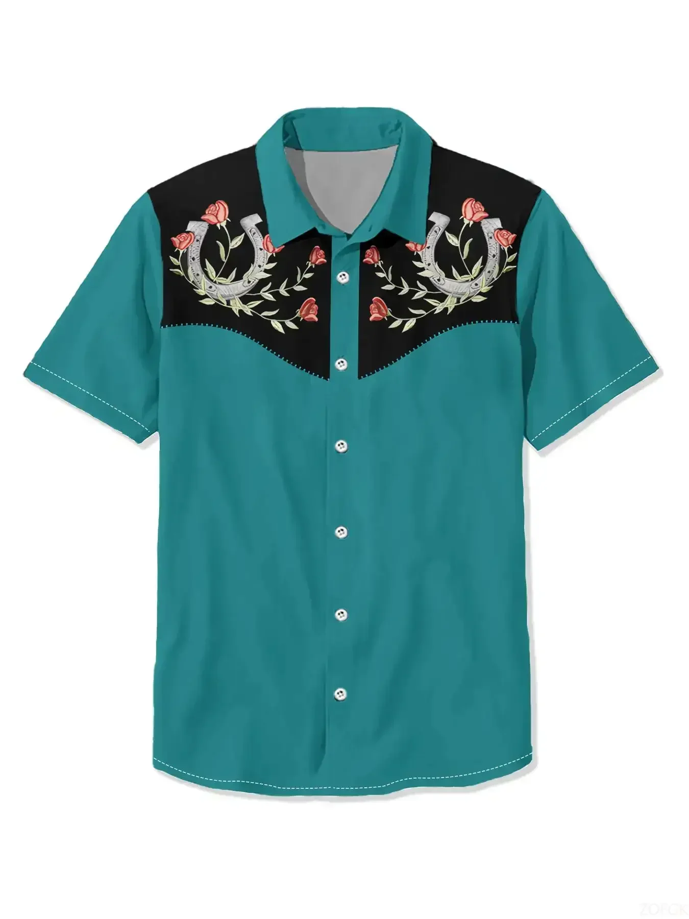 قميص رجالي الصيف موضة عادية قميص بأكمام قصيرة للرجال فضفاض تنفس قميص هاواي صيفي رجل ملابس رجالية عادية #1