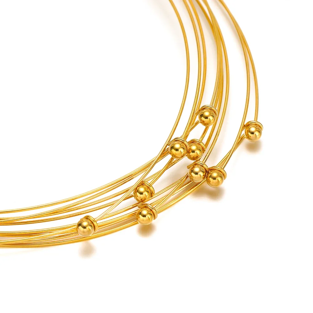 1pc PVD Gold Plated Stainless Steel Adjustable 15cm Collar Women Classic Choker Necklace Handmade Jewelry Party Gifts Wholesale