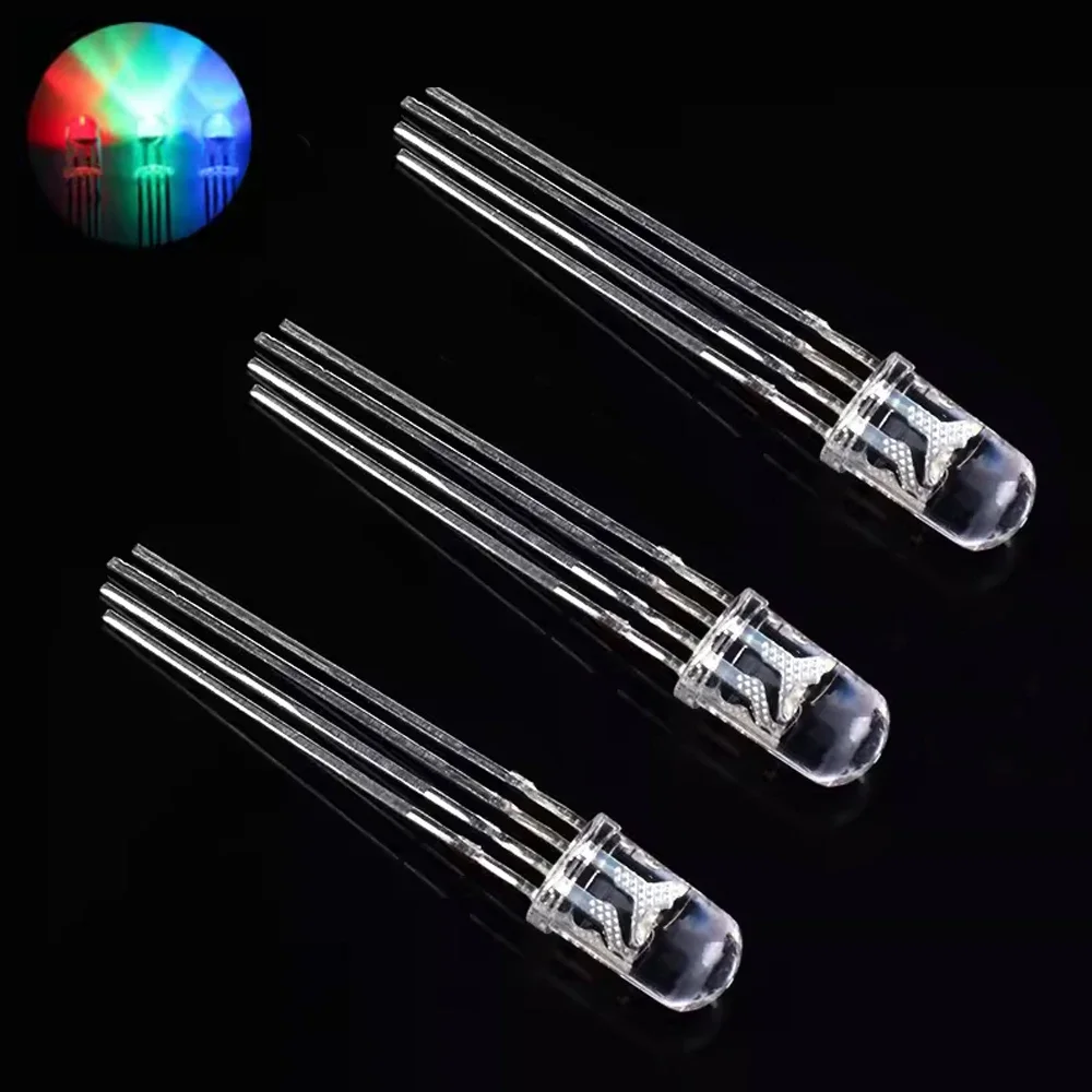 10-100pcs 5mm 8mm 10mm Multicolor RGB LEDs F5 F8 F10 Common Cathode High-Quality Light Emitting Diode Indicators for DIY