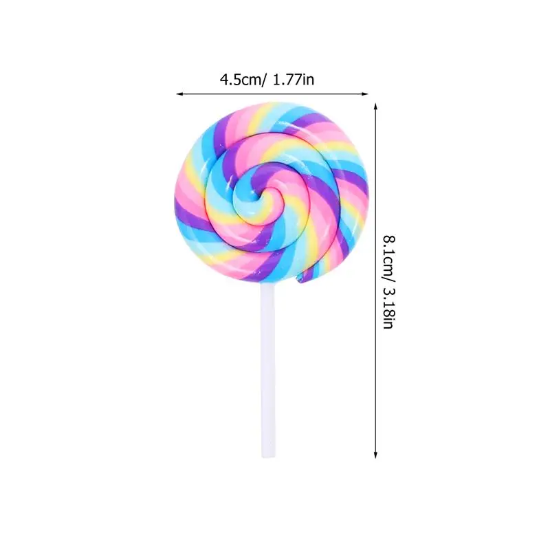 5PCS Clay Lollipops Craft Large Lollipop Props Simulation Lollipop Suckers Party Favors Colorful Lollipop Charm