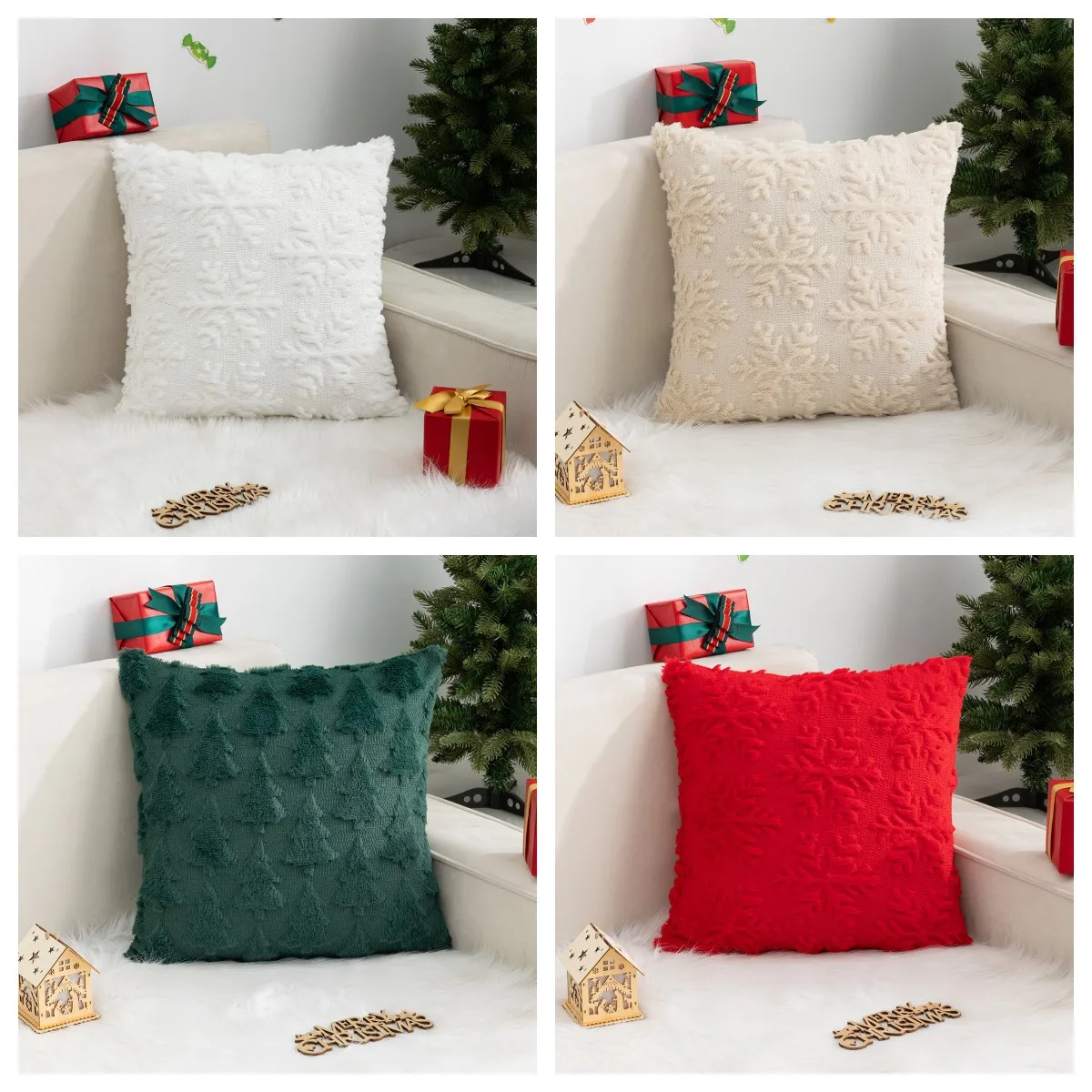 

Christmas Pillowcase Without Core Snowflakes Christmas Tree Home Sofa Pillow Cushion Festive Decoration Cushion Cover