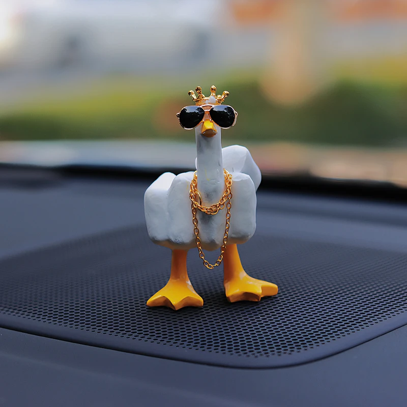 Funny Vertical Middle Finger Duck Auto Center Console Ornaments Trend Car Interior Decoration Products Car Interior Accessories