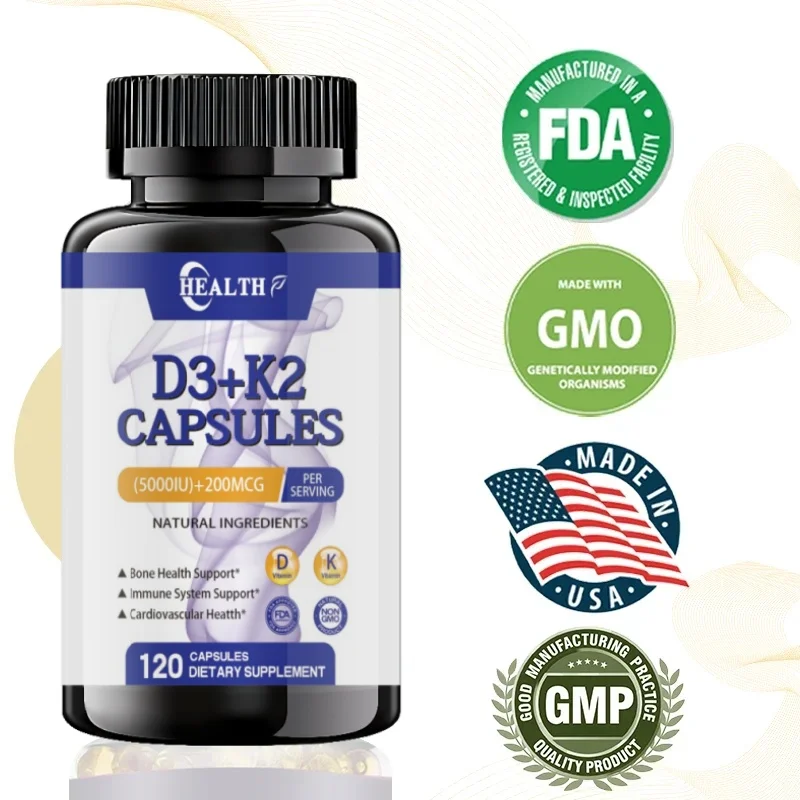 Vitamin D3 K2, Bone and Heart Health Formula 5000 IU Vitamin D3 and 90 micrograms Vitamin K2