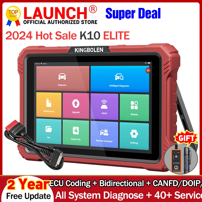 KINGBOLEN K10 Elite All System Diagnostic Tools ECU Coding 40+ Service CANFD FCA Bidirectionnal OBD2 Scanner 2 Year Free Update