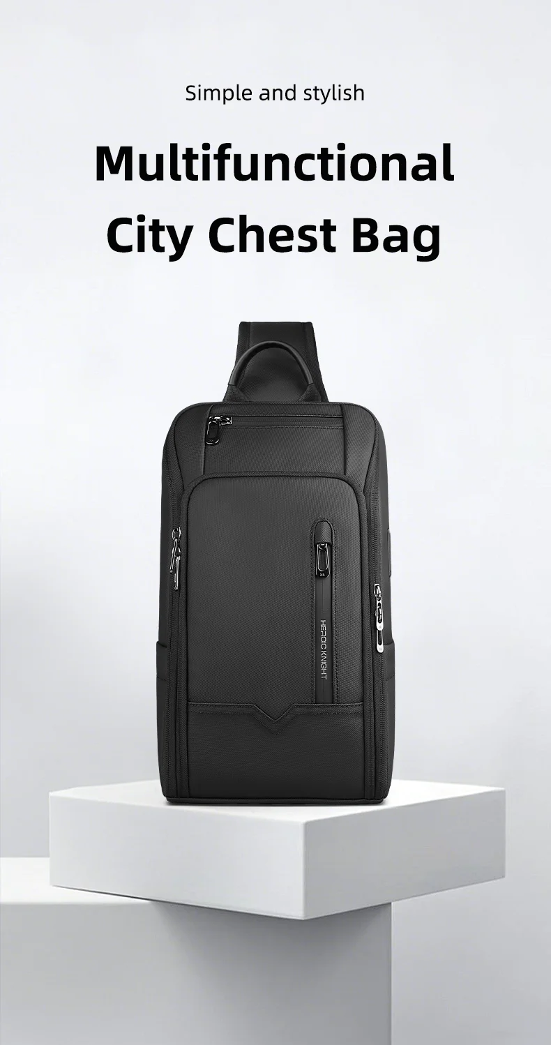 Heroic Knight Modische Umhängetasche für Herren, multifunktionale Fahrrad-Umhängetasche, wasserdicht, USB-Reise-Umhängetasche, lässige Brusttasche – Detail 3