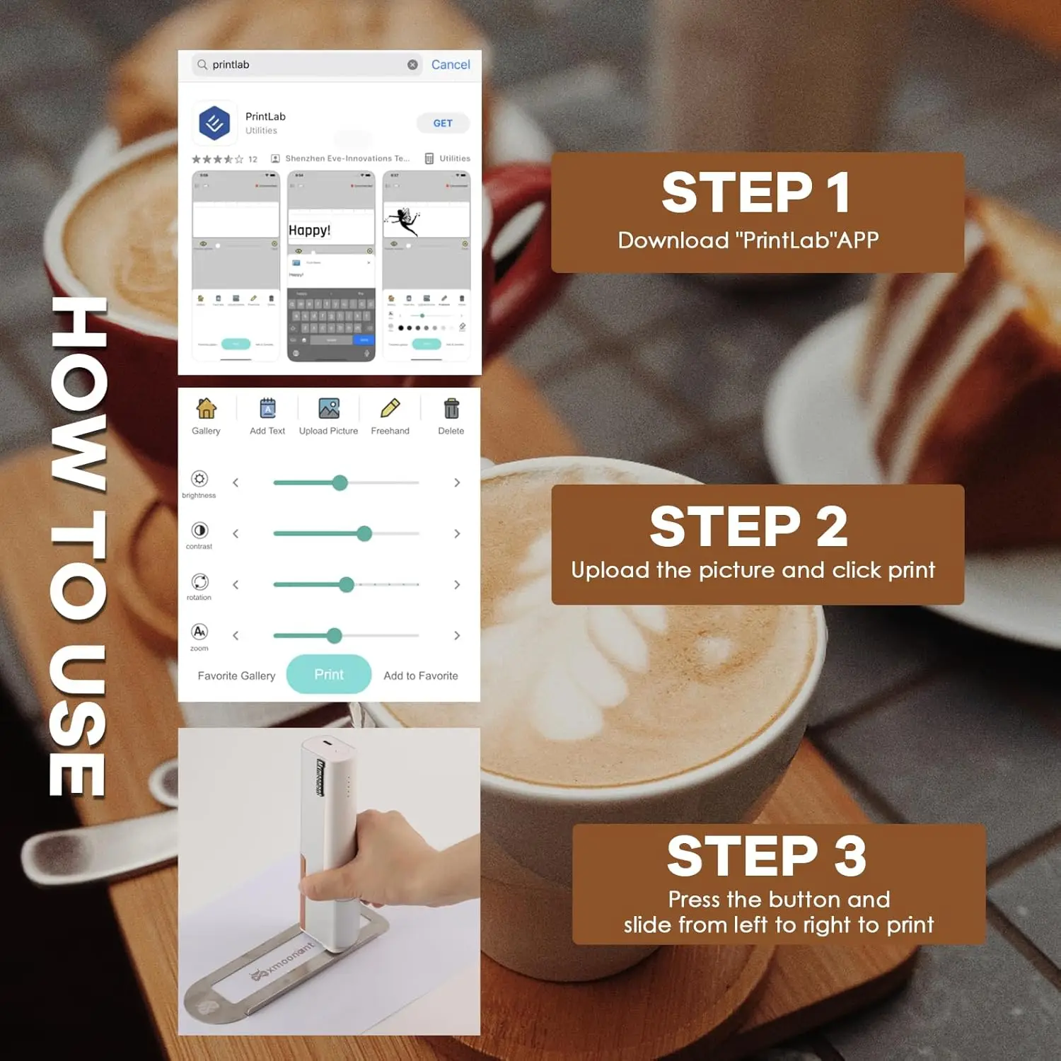 EVEBOT Handheld Food PrintPen Portable Mini Coffee PrintPen Latte Art Macaron Cookie DIY Design PrintPen, Hadiah Natal
