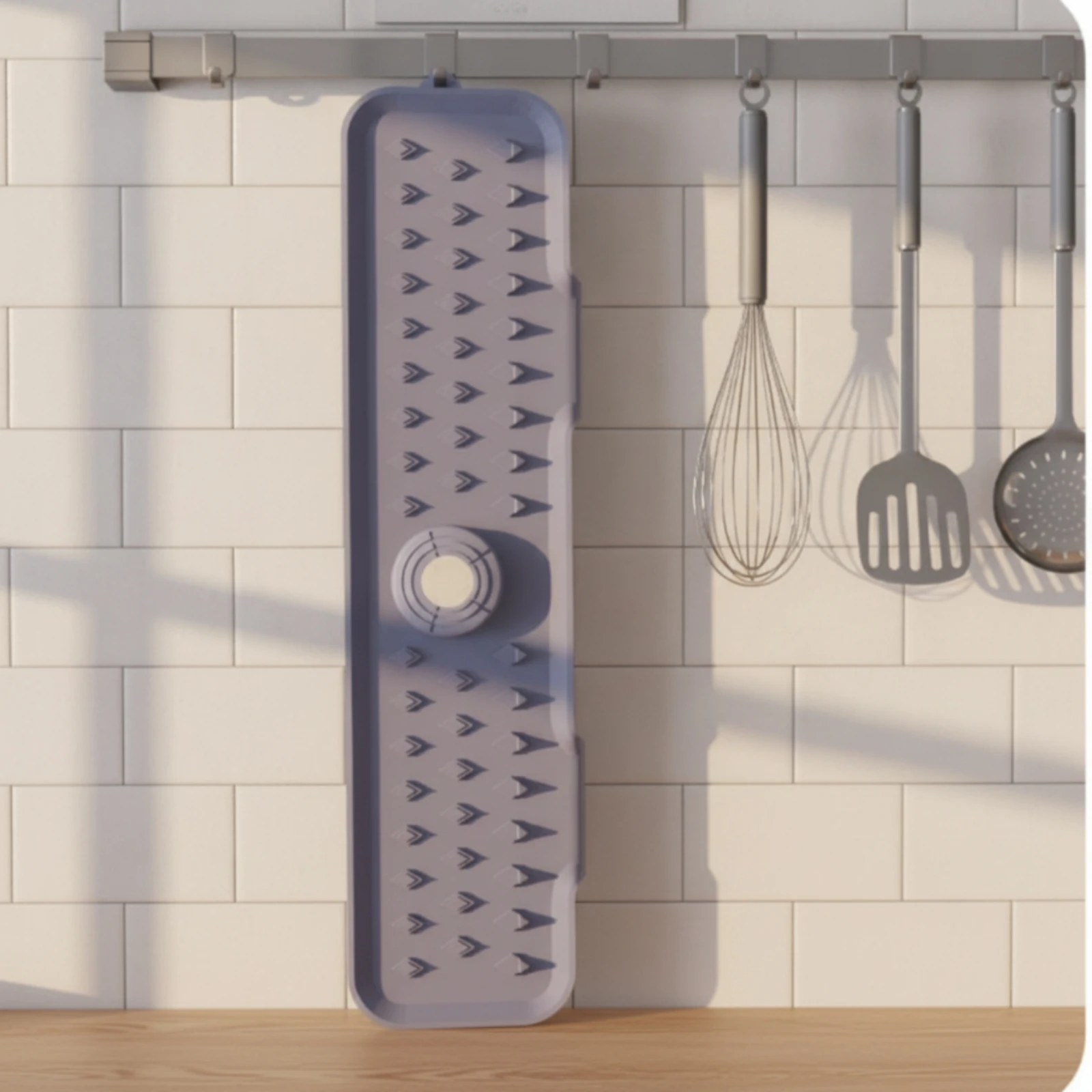 Faucet Mat with Storage Self-Draining Faucet Splash Guard Silicone Sink Splash Guard Sloped Sink Drain Pad Foldable view 5