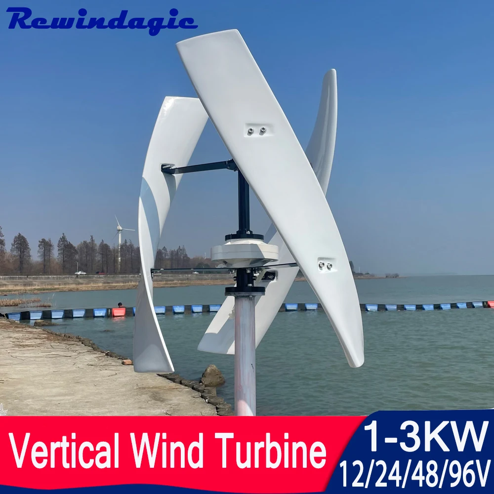 800W 1000W 2000W 3000W Vertical Axis Wind Turbine Generator 12V 24V 48V 96V with MPPT Charge Controller Windmill for Homeuse