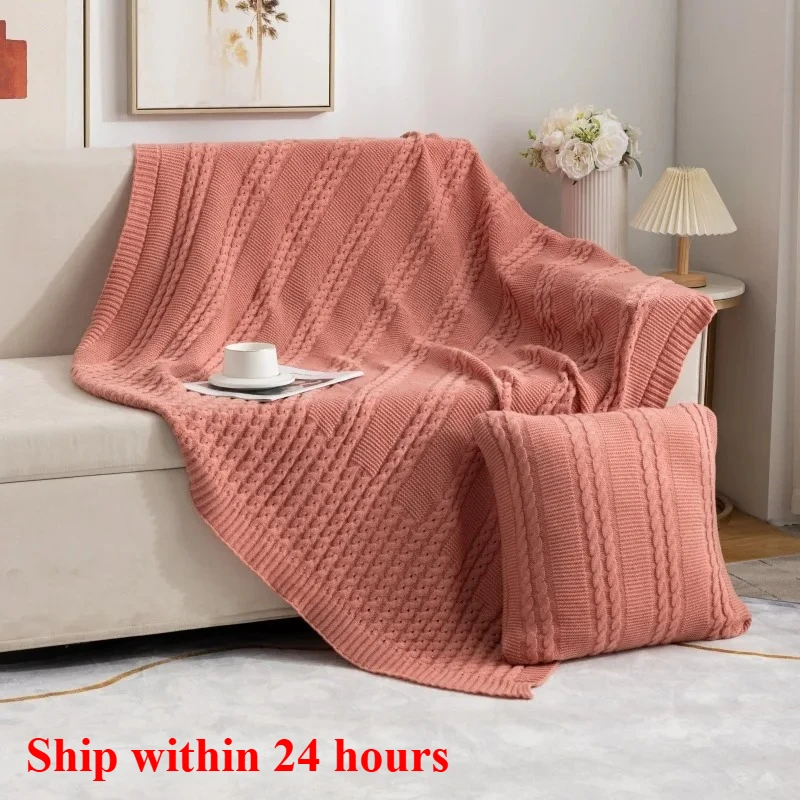 

2025 Hot Sale new simple four-season blanket solid color knitted blanket office living room nap sofa blanket