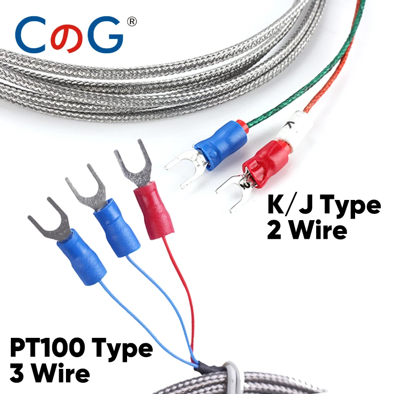 CG 4mm*30mm K J PT100 1m 2m 3m 5m 10m Probe Type Shielded Braide Wire Thermocouple Temperature Sensor For Temperature Controller