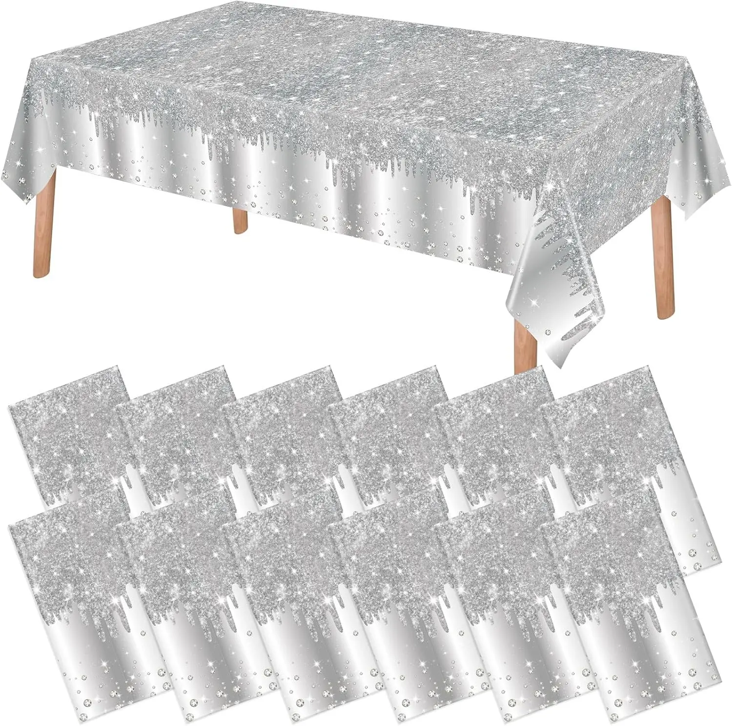

Набор из 12 скатертей с блестками и стразами, пластиковые скатерти с пайетками, украшения для вечеринок