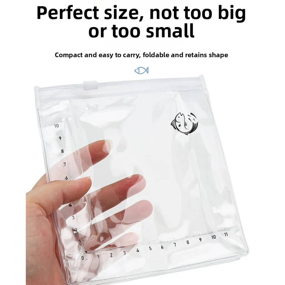 

Fish Viewing Bag 5pcs Transparent Foldable PVC for Trout and Freshwater Fishing with Ruler 13.5cm x 5.5cm x 15.5cm