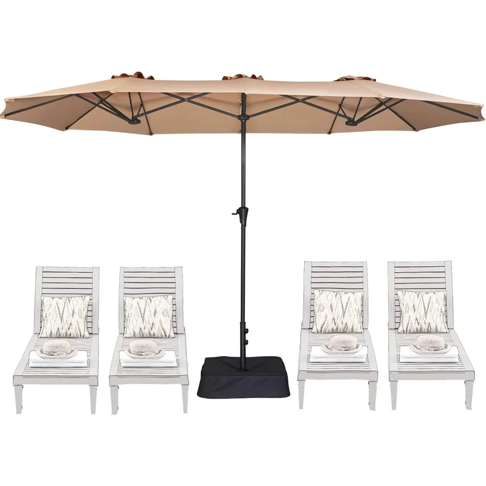 Outdoor terrace sunshade umbrella, including base, double-sided swimming pool sunshade umbrella with fade resistant roof