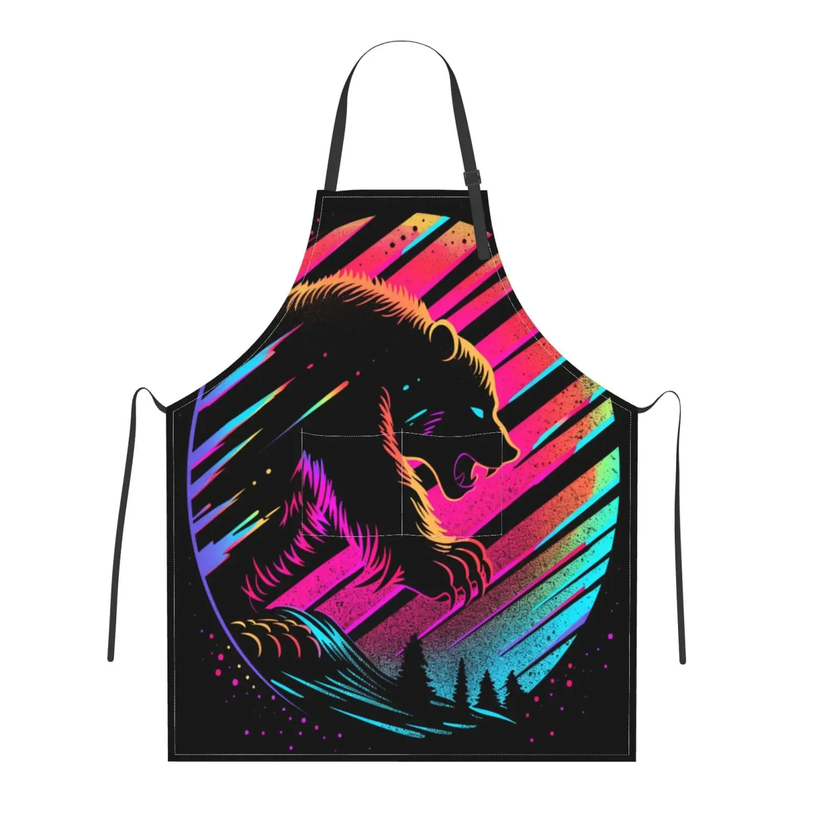 

Full Moon And Bear Claw Apron For Women Men With Pockets Unisex Apron With Adjustable Neck For Home Kitchen Waitress Decor Apron
