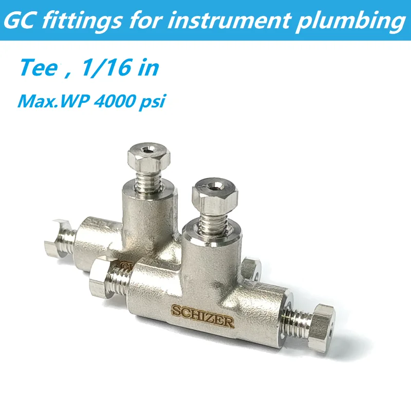 1/16 inch Tube Forged TEE GC HPLC Fittings for Instrument Plumbing Stainless Steel Connector for Agilent Shimadzu