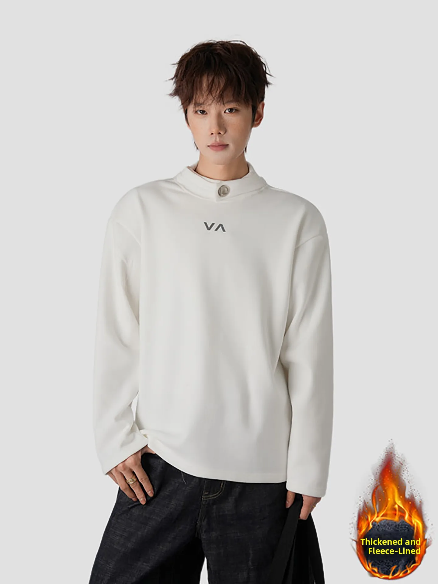 

Boyue Men's Long Sve Fce Lined Hoodie f High Collar Slim Fit Casual Metal High End Feeling Leisure T-irt for All S...