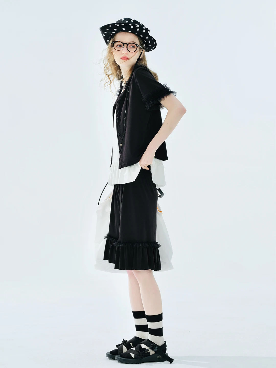 Shirt imakokoni 2025 summer Sorona super smooth short sleeved versatile lace cardigan 255116