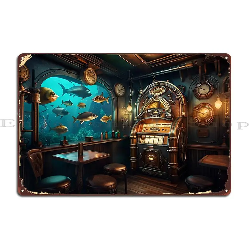 Nautilus Cafe Metal Plaque Poster Decoration Kitchen Design Cinema Printing Tin Sign Poster