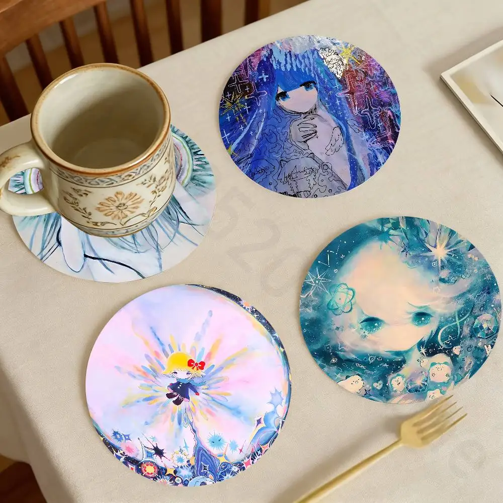 

K-Kikuo Anime Wooden Cup Coaster Tea Coffee Beverage Colour Printing Cup Mat Home Restaurant Decorations