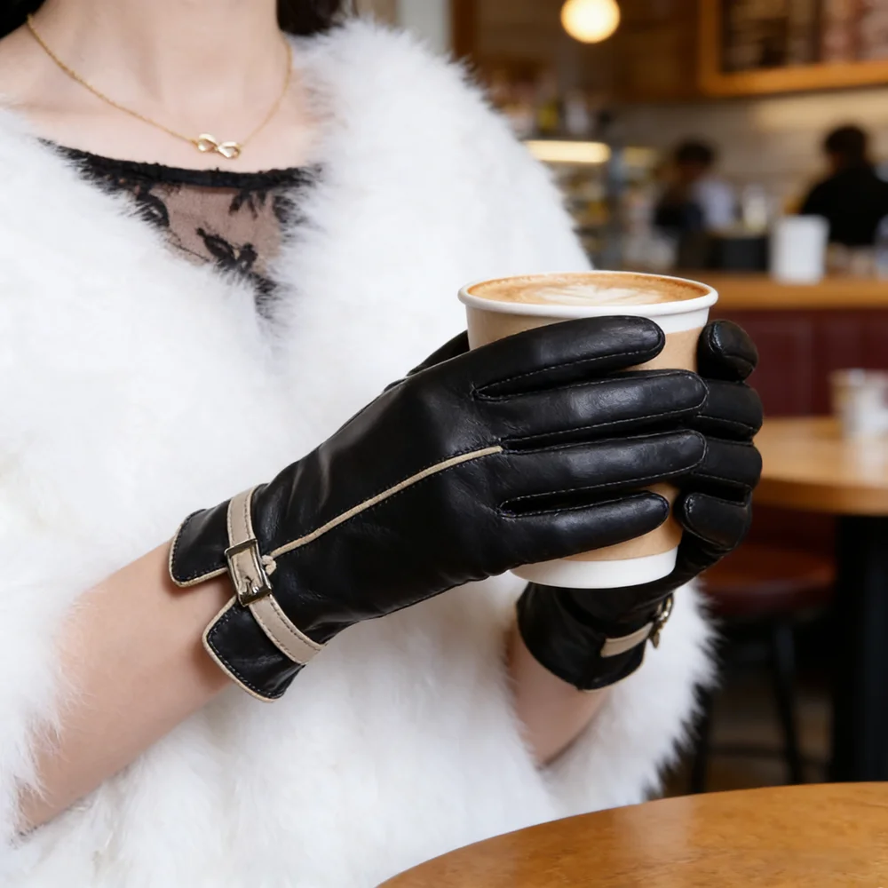 

Elegant Women's Dirtbike Leather Gloves Touchscreen Friendly Warm Thermal Glove Accessories for Winter Spring Driving Dancing