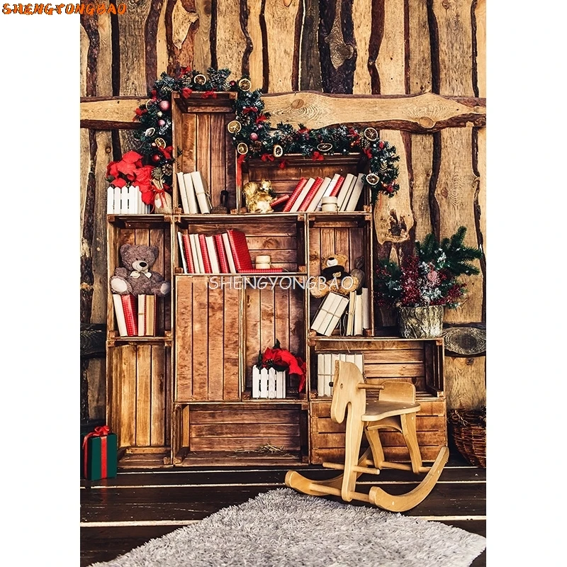 SHENGYONGBAO Christmas Theme Photography Background Snowman Christmas tree Backdrops For Photo Studio Props ZLSY-57