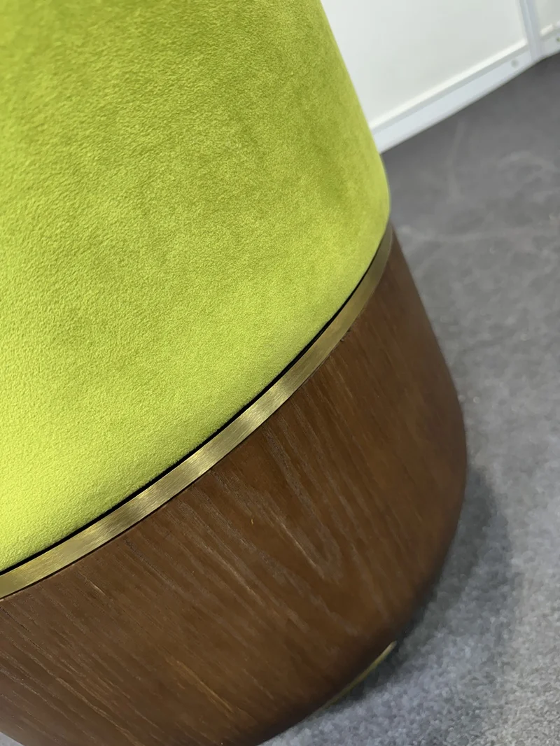 luxury velvet Pouf Ottoman stainless steel decorative solid wood base for hotel