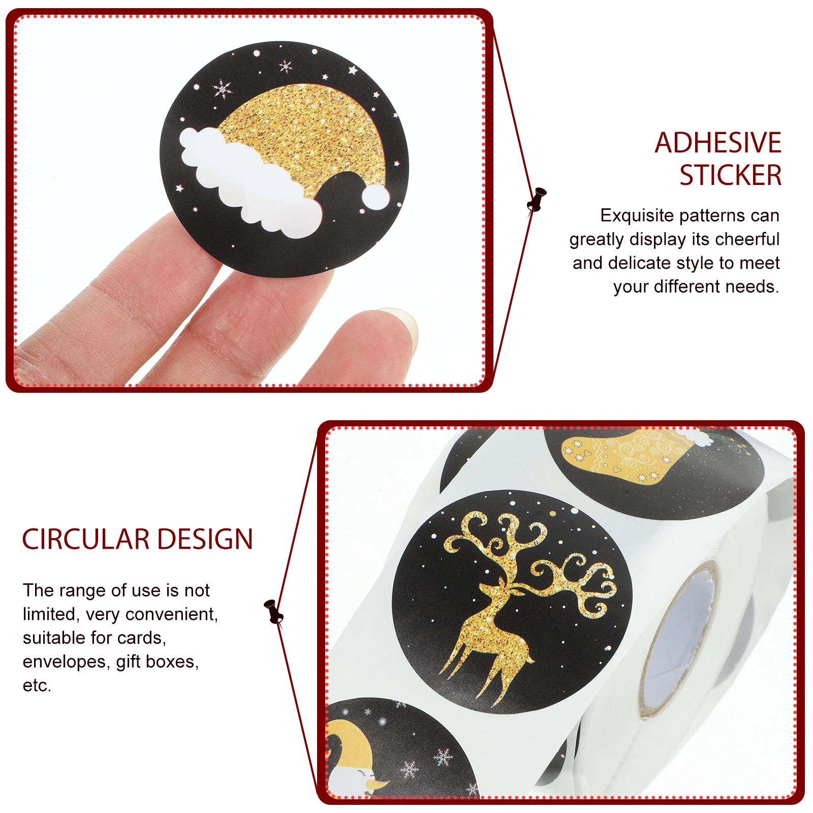 

Christmas Stickers Sealing for Boxes Self-adhesive Decals Food Packaging Filling Decorative