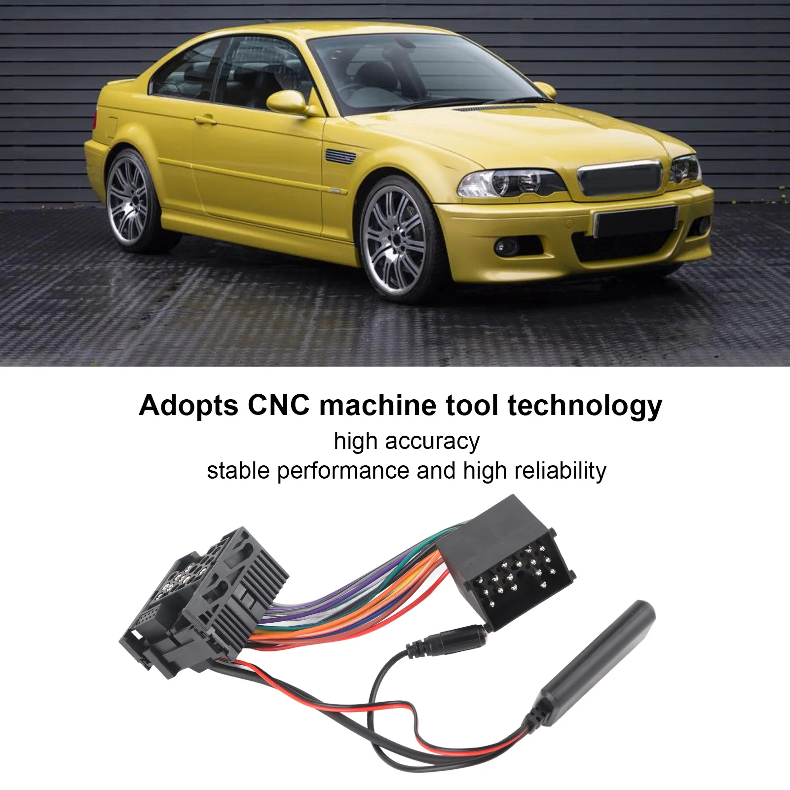 

Audio Adapter 10 Pin AUX in Cables Wear Resistant Sturdy Replacement for E46 320 325 323 328 330 M3 3‑Series for Car