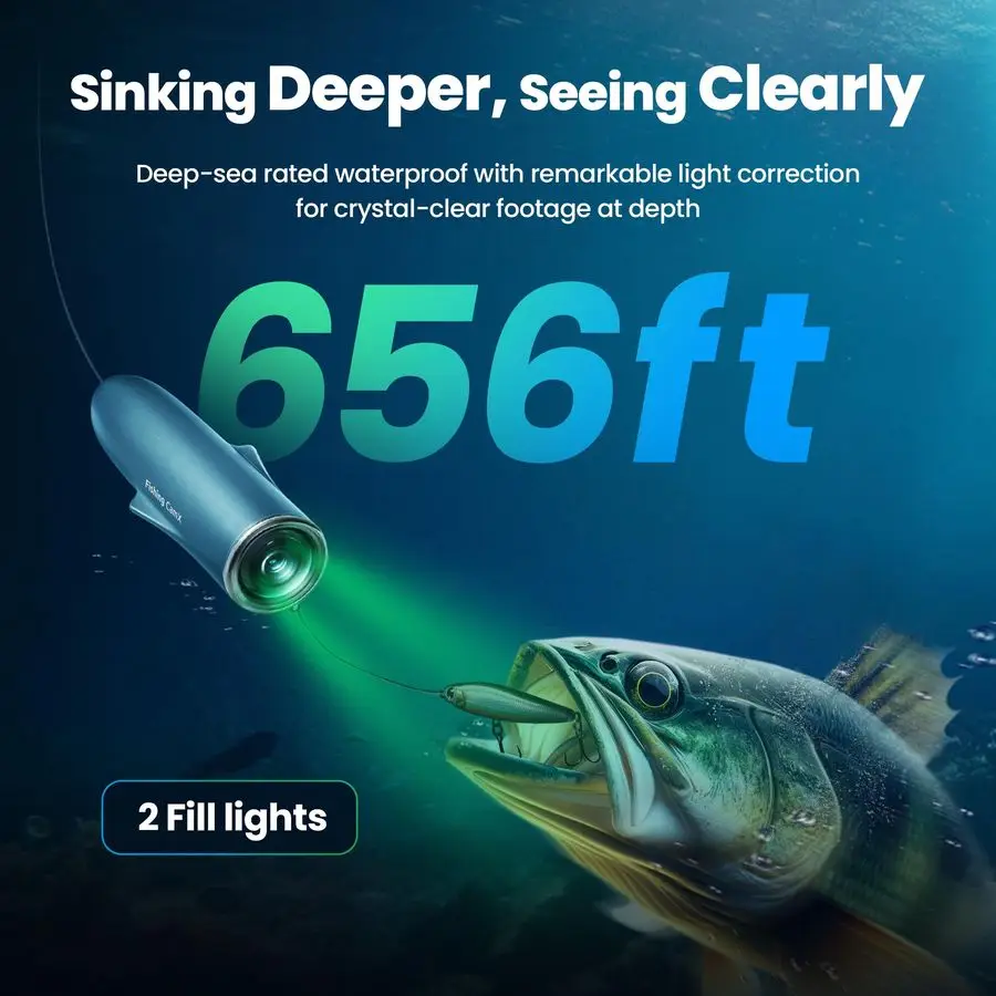Fishing CamX Fishing Finders Camera Camera, HD 1080P amp136UltraWideAngle, 656FT ROV Waterdicht Bewegingsdetectie Gesegmenteerd Intellig