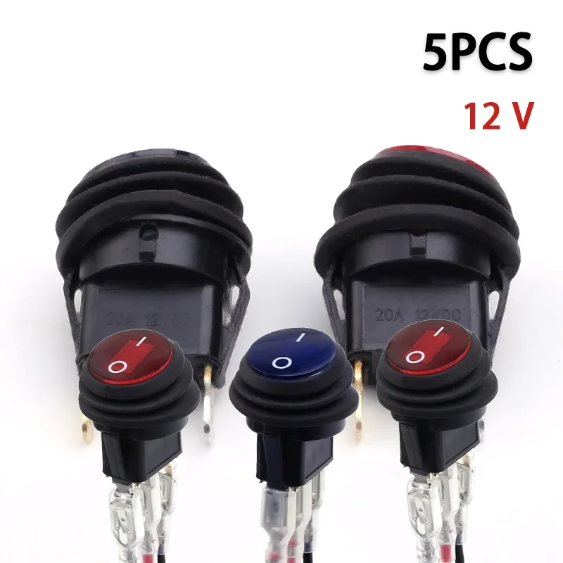 5PCS Kcd1 Waterproof Ship-Type Switch Under the Circle on the Line with Universal Three-Pin 12V LED Lamp Direct Sale