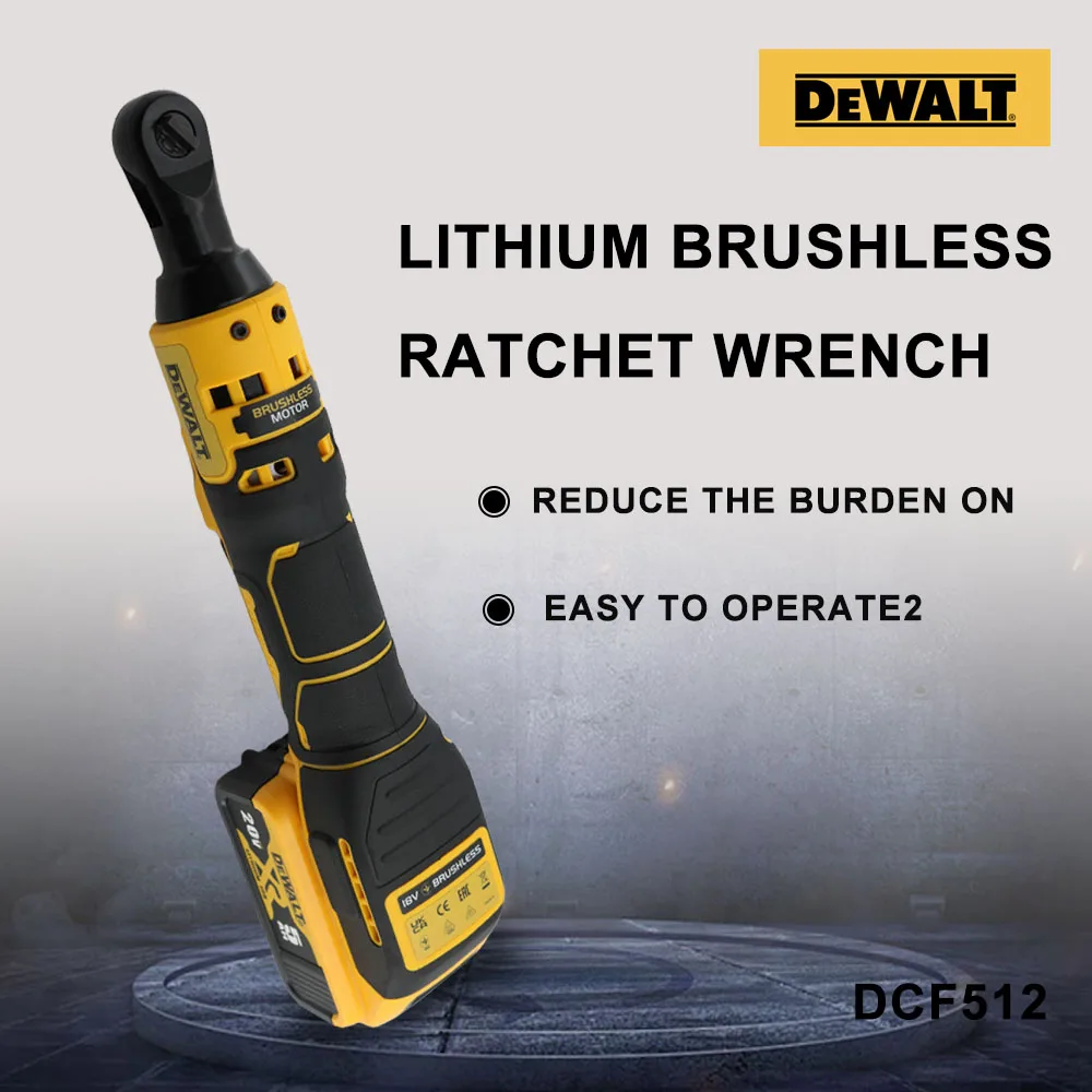 Dewalt 전기 리튬 브러시리스 래칫 렌치, 20V 배터리 드라이버 제거, 강력한 토크 나사, 무선 전동 공구, DCF512